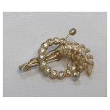 Unsigned Vintage Faux Pearl Rhinestone Brooch