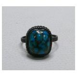 Vintage Sterling Blue Copper Turquoise Ring
