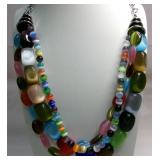 Multi-Color Lab Cat's Eye Beaded Necklace