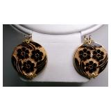 Hillcrest Black & Gold Cut Glass Slide Earrings