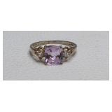Sterling Silver Cushion Cut Amethyst Ring Size 7