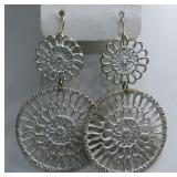 Lightweight White-Washed Filigree Dangle Earrings
