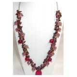 Mozambique Garnet Dangle Beaded Necklace