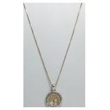 925 Italy Box Chain & Family Tree Charm Pendant
