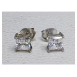 Princess Cut Swarovski Crystal 925 Stud Earrings