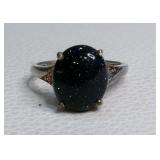 Blue Sandstone Galaxy Sterling Silver Ring