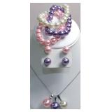 Pink Ivory & Lavender Pendants Bracelets Earrings
