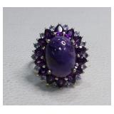 Sterling Silver Purple Cabochon Stone Ring Size 7