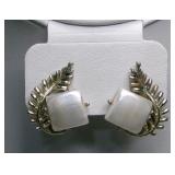 Vintage Coro White Lucite Thermoset Earrings