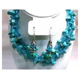 Blue Howlite & Crystal Necklace & Earrings Set