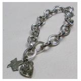 Vintage Silver Charm Bracelet Cowboy Hat Texas