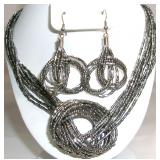 Royal Bali Silver Seed Bead Necklace & Earrings
