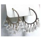 Sterling Briolette Quartz Dangle Hoop Earrings