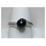 Vantel Black Pearl Sterling Ring - Size 10