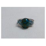 Sterling Copper Turquoise & Blue Stone Ring Size 7
