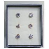 3 Pair of Simulated Diamond Stud Earrings