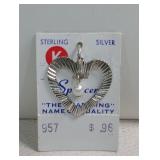 Vintage Sterling Silver Heart Charm on Store Card