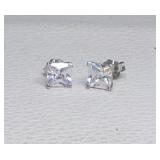 Princess Cut Swarovski Crystal 925 Stud Earrings