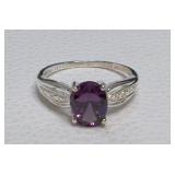 Sterling Silver Oval Amethyst Ring Size 7.25