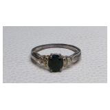 Midnight Blue Sapphire Sterling Silver Ring Size 7