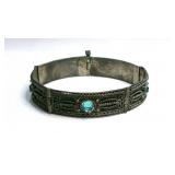 Vintage Sterling Bezel Blue Topaz Paneled Bracelet