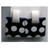 Vintage Blue & White Polka Dot Pierced Earrings