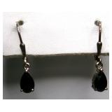 Black Spinel Pear Shaped Sterling Drop Earrings