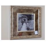Ornate Framed Photo, Black & White Garden Path