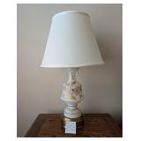 Vtg German Hand Painted Frosted White Gls Lamp (A)