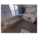 Reclining Leather Section w/ Pillows/Blankets