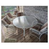 White Metal/Glass Patio Furniture