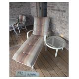 White Metal Patio Adjustable Lounger & Side Table