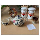VTG Japanese Ceramic Rooster, S&P Chefs, Teapot