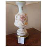 Vtg German Hand Painted Frosted White Gls Lamp (B)