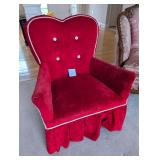 VTG Red Velvet Upholstered Armchair
