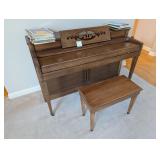 VTG Piano w/ Stool & Sheet Music Books