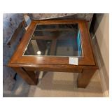 VTG Wooden Glass Top Side Table
