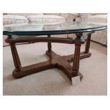 VTG Wood & Glass Oval Coffee Table