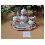 Gold Trimmed Rose China Tea Cream Sugar Set