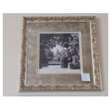 Ornate Framed Photo, Black & White Garden View