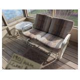 White Metal Patio Loveseat, Rocker & Side Table