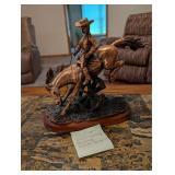 Copper Resin Cowboy Bucking Horse Sculpture