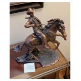 Copper Resin Cowboy Rearing Horse Sculpture