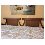 VTG MCM Curved Wood & Cane King Headboard