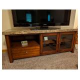Faux Marble & Wood TV Console NO CONTENTS