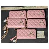 NWT Claire's A Monogram Pink Cluthes/Billfolds x 5