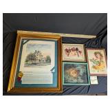4pcs Misc VTG Framed Art