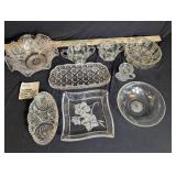 VTG Etched Glass Bowls, Cream & Sugar Set