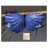 Large Decorative Blue Glass Seashell Bowls