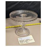 Antique EAPG Hobbs Glass Pedestal Cake Stand